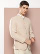 Thomas Scott Men Beige1 Regular Fit Long Sleeves Mandarin Collar Solid Formal and Wedding Wear Bandhgala Blazer