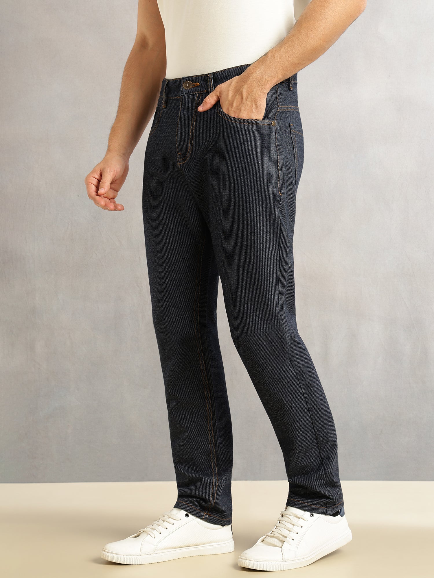 Thomas Scott Men Indigo Smart Slim Fit Dark Shade 4-Way Stretch Performance Jeans