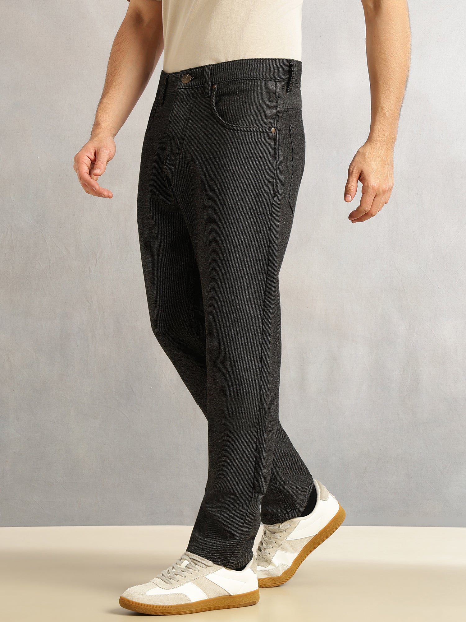 Thomas Scott Men Black Smart Slim Fit Dark Shade 4-Way Stretch Performance Jeans
