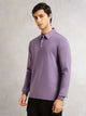 Thomas Scott Men Lavender Regular Fit Long Sleeves Solid Viscose Rayon Knitted Polo Collar Performance Tshirt