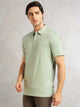 Thomas Scott Men Sage Green Regular Fit Short Sleeves Solid Viscose Rayon Knitted Polo Collar Performance T-shirt