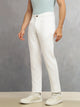 Thomas Scott Men White Smart Straight Fit Mid-Rise Solid 5-Pocket Design Woven Chinos Trouser