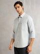 Thomas Scott Men Blue Slim Fit Long Sleeves Solid Spread Collar 100% Cotton Twill Casual Shirt
