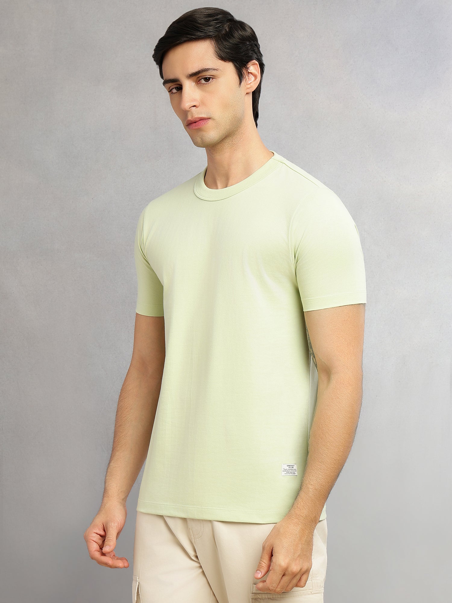 Thomas Scott Men Sea Green Cricket Club Collection Regular Fit Round Neck Short Sleeves Polycotton Solid Knitted T-shirt