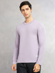 Thomas Scott Men Lavender Cricket Club Collection Regular Fit Round Neck Long Sleeves Polycotton Solid Knitted T-shirt