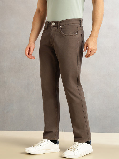 Thomas Scott Men Dark Olive Cricket Club Collection Straight Fit Mid-Rise Medium Shade Stretchable Jeans-Clean Look, 5 Pocket Design