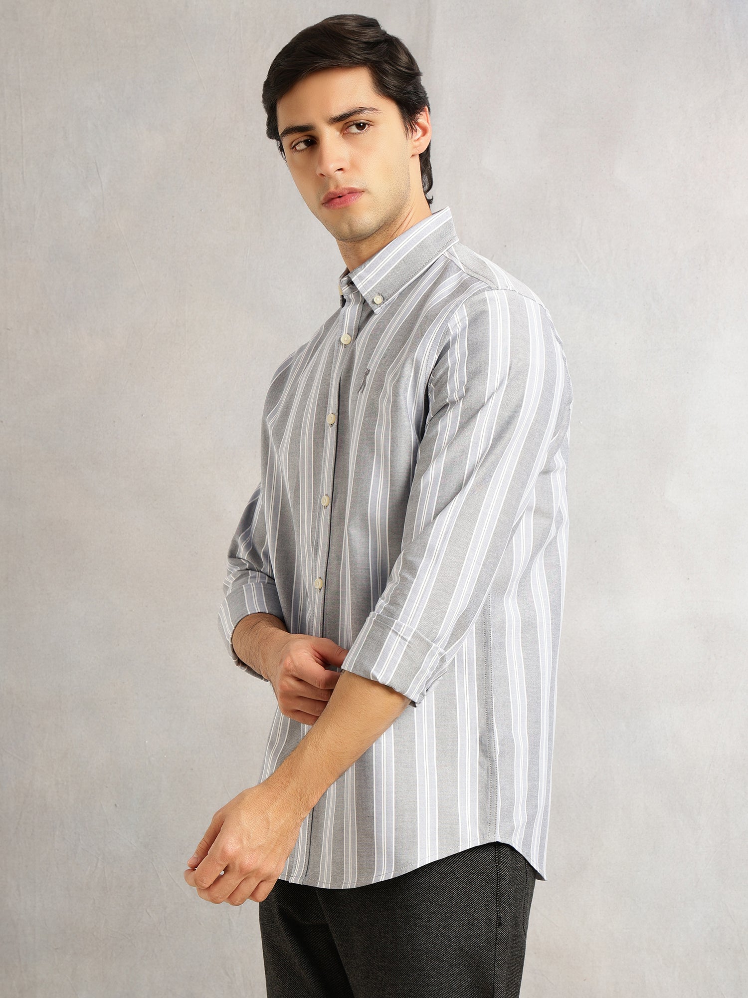 Thomas Scott Men Blue1 Cricket Club Collection Slim Fit Long Sleeves Button Down Collar Cotton Linen Oxford Shirt