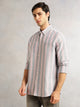 Thomas Scott Men Red Cricket Club Collection Slim Fit Long Sleeves Button Down Collar Cotton Linen Oxford Shirt