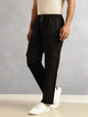 Thomas Scott Men Black Relaxed Loose Fit 100% Cotton Solid Drawstring Closure Woven Cargo Trouser