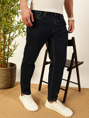 Thomas Scott Men Dark Blue Smart Dark Shade Tapered Fit Clean Look Stretchable Jeans