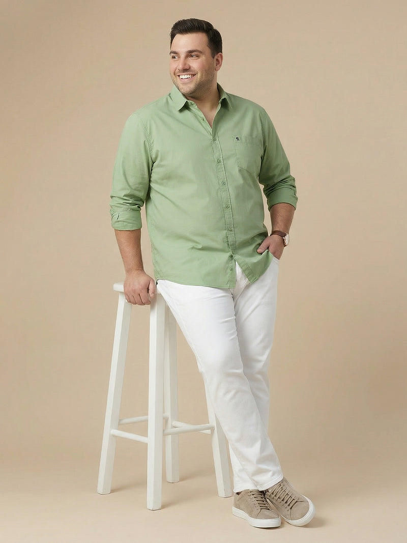 Thomas Scott Men Pista Cotton Casual Shirt Plus Size Regular Fit Spread Collar Long Sleeve