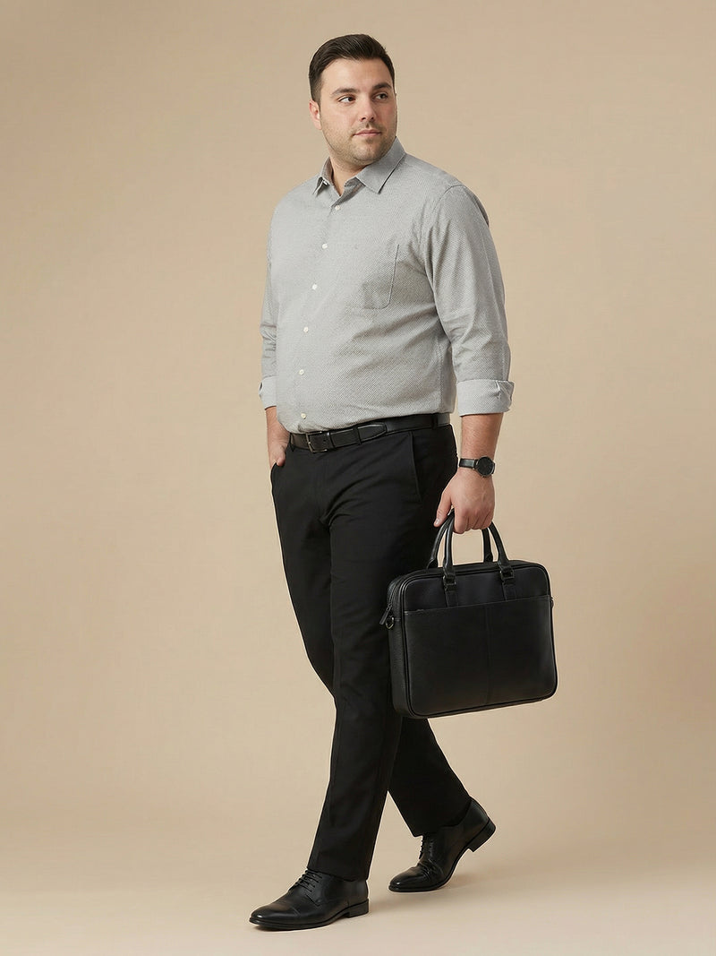 Thomas Scott Men Bottle Green Plus Size Smart Regular Fit Long Sleeves Spread Collar 100% Cotton Solid Formal Shirt