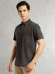 Thomas Scott Men Steel Grey Men Cricket Club Collection Premium Slim Fit Casual Shirt-Dual Flap Pockets With Short Sleeves