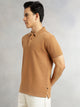 Thomas Scott Men Yellow Short Sleeves Regular Fit Solid 100% Cotton Polo Collar Knitted T-shirt