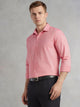 Red Regular Fit Long Sleeves Spread Collar 100% Cotton Oxford Formal Shirt For Men