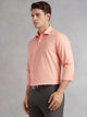 Orange Regular Fit Long Sleeves Spread Collar 100% Cotton Oxford Formal Shirt For Men