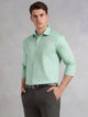 Green Regular Fit Long Sleeves Spread Collar 100% Cotton Oxford Formal Shirt For Men