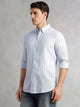 Thomas Scott Men Blue Slim Fit Long Sleeve Button-Down Collar Vertical Striped Linen Casual Shirt