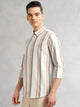 White Cricket Club Collection Slim Fit Long Sleeves Button Down Collar Multi Stripes Oxford Casual Shirt For Men