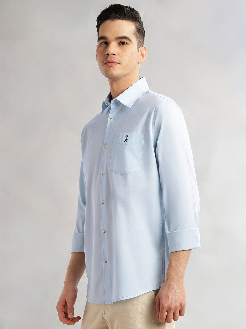 Thomas Scott Men Blue Cricket Club Collection Slim Fit Long Sleeves Spread Collar Solid Cotton Casual Shirt