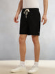 Black Cricket Club Collection Straight Fit Textured Waffle Cotton Shorts For Men