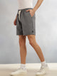 Grey Cricket Club Collection Straight Fit Textured Waffle Cotton Shorts For Men