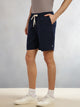 Navy Cricket Club Collection Straight Fit Textured Waffle Cotton Shorts For Men