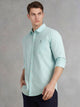 Thomas Scott Men Mint Cricket Club Collection Slim Fit Long Sleeves Spread Collar Solid Cotton Linen Shirt