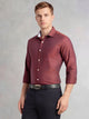 Thomas Scott Men Red Regular Fit Long Sleeves Spread Collar with Contrast Fabric Solid 100% Cotton Formal Shirt
