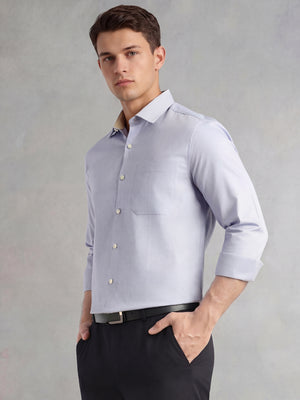 Thomas Scott Men Blue Regular Fit Long Sleeves Spread Collar with Contrast Fabric Solid 100% Cotton Formal Shirt