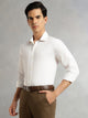 Thomas Scott Men White Regular Fit Long Sleeves Spread Collar Solid 100% Cotton Formal Shirt