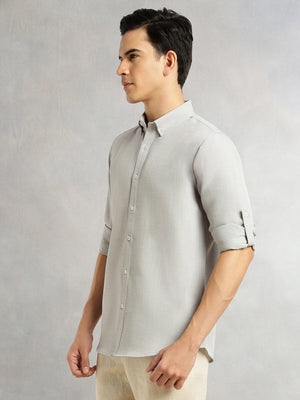Thomas Scott Men Ice Slim Fit Long Sleeves Button-Down Collar Polyester Casual Shirt