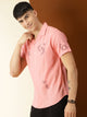 Thomas Scott Men Pink Premium Liberal Fit Short Sleeves Conversational Printed Cuban Collar Cotton Casual Shirt