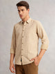 Thomas Scott Men Beige Regular Fit Long Sleeves Spread Collar Windowpane Check 100% Cotton Casual Shirt