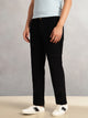 Thomas Scott Men Black Regular Fit Mid-Rise Textured 4-Pockets Design Corduroy Trouser