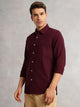 Thomas Scott Men Maroon Cricket Club Collection Slim Fit Oxford Cotton Casual Shirt with Spread Collar & Long Sleeves