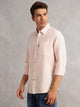 Thomas Scott Men Orange Cricket Club Collection Regular Fit Pinstripes Long Sleeves Spread Collar 100% Cotton Oxford Casual Shirt
