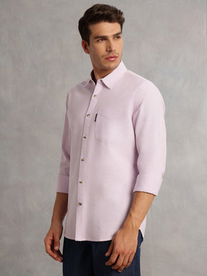 Thomas Scott Men Purple Cricket Club Collection Regular Fit Pinstripes Long Sleeves Spread Collar 100% Cotton Oxford Casual Shirt