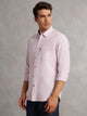 Thomas Scott Men Purple Cricket Club Collection Regular Fit Pinstripes Long Sleeves Spread Collar 100% Cotton Oxford Casual Shirt
