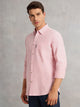 Thomas Scott Men Red Cricket Club Collection Regular Fit Pinstripes Long Sleeves Spread Collar 100% Cotton Oxford Casual Shirt