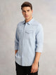 Blue Cricket Club Collection Regular Fit Long Sleeves Spread Collar Cotton Denim Casual Shirt For Men