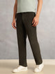 Thomas Scott Men Olive Regular Fit Mid-Rise Textured 4 Pockets Design Corduroy Trouser