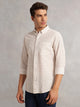 Thomas Scott Men Beige Regular Fit Long Sleeves Button Down Collar Windowpane Check 100% Cotton Casual Shirt