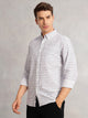 Thomas Scott Men Navy Regular Fit Long Sleeves Button Down Collar Windowpane Check 100% Cotton Casual Shirt