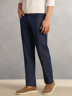 Thomas Scott Men Blue Cricket Club Collection Relaxed Fit Dark Shade Clean Look Non Stretchable Jeans