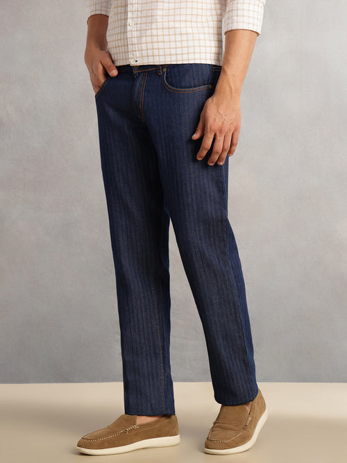 Thomas Scott Men Blue Cricket Club Collection Relaxed Fit Dark Shade Clean Look Non Stretchable Jeans