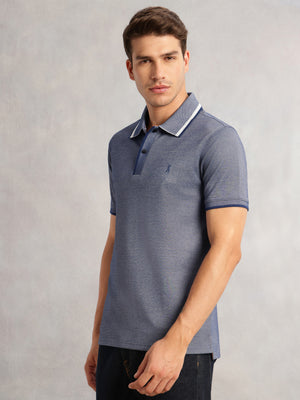 Thomas Scott Men Navy Cricket Club Collection Regular Fit Short Sleeves Solid Polo Collar Knitted T-Shirt