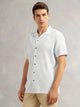 Thomas Scott Men Sky Blue Premium Oversized Fit Short Sleeves Cuban Collar 100% Cotton Seersucker Shirt