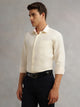 Thomas Scott Men Yellow Regular Fit Long Sleeves Spread Collar with Contrast Fabric Solid 100% Cotton Formal Shirt