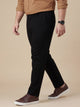Black Plus Size Regular Fit Mid-Rise Solid Woven Trouser For Men